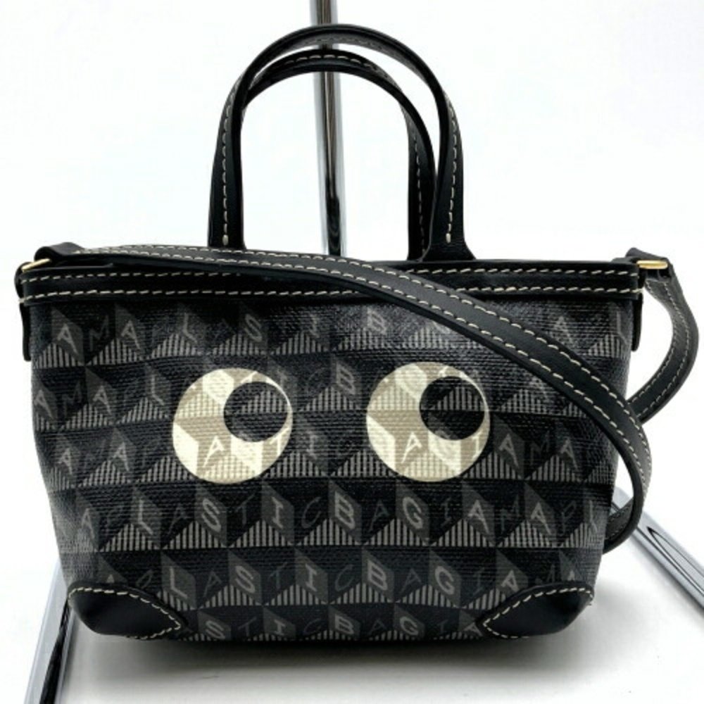 Anya Hindmarch Black Mini Tote with Cream Eye Motif